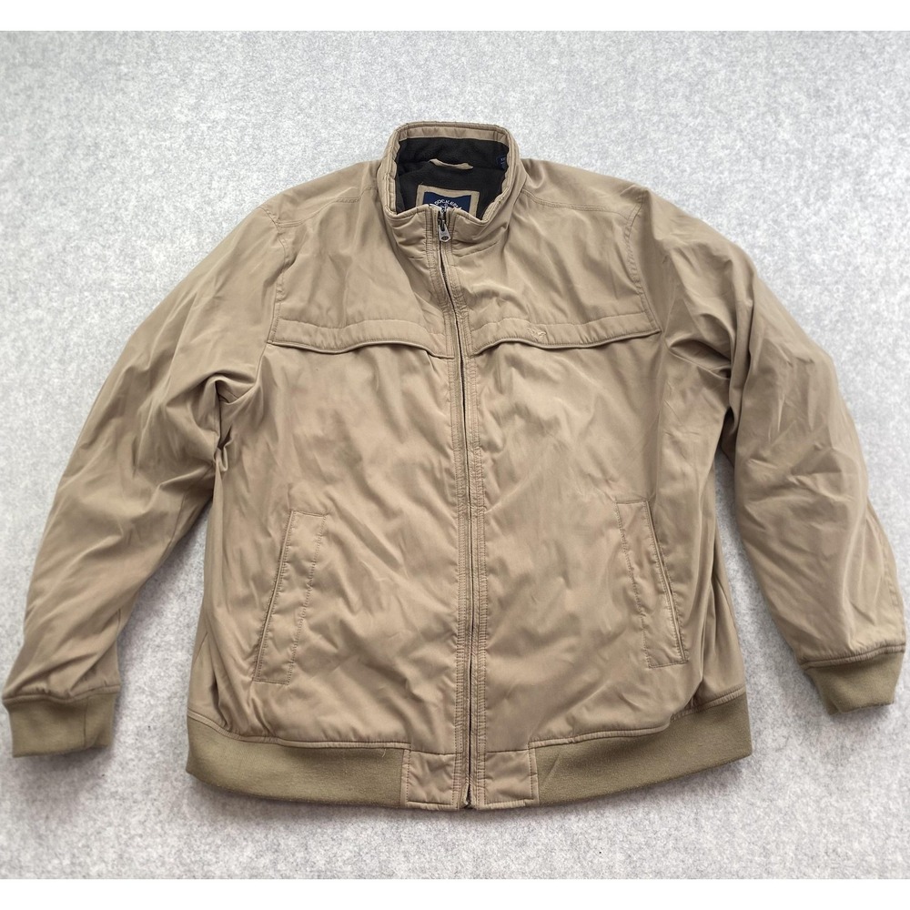 Dockers Jacket Mens 2XL Beige Fleece Lined Bomber Full Zip Winter Microfiber